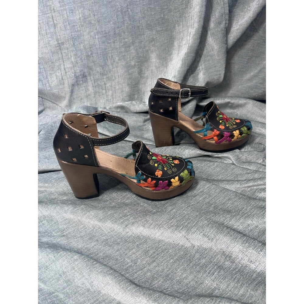 Women's Mexican Embroidered Platform Heels Size 7
